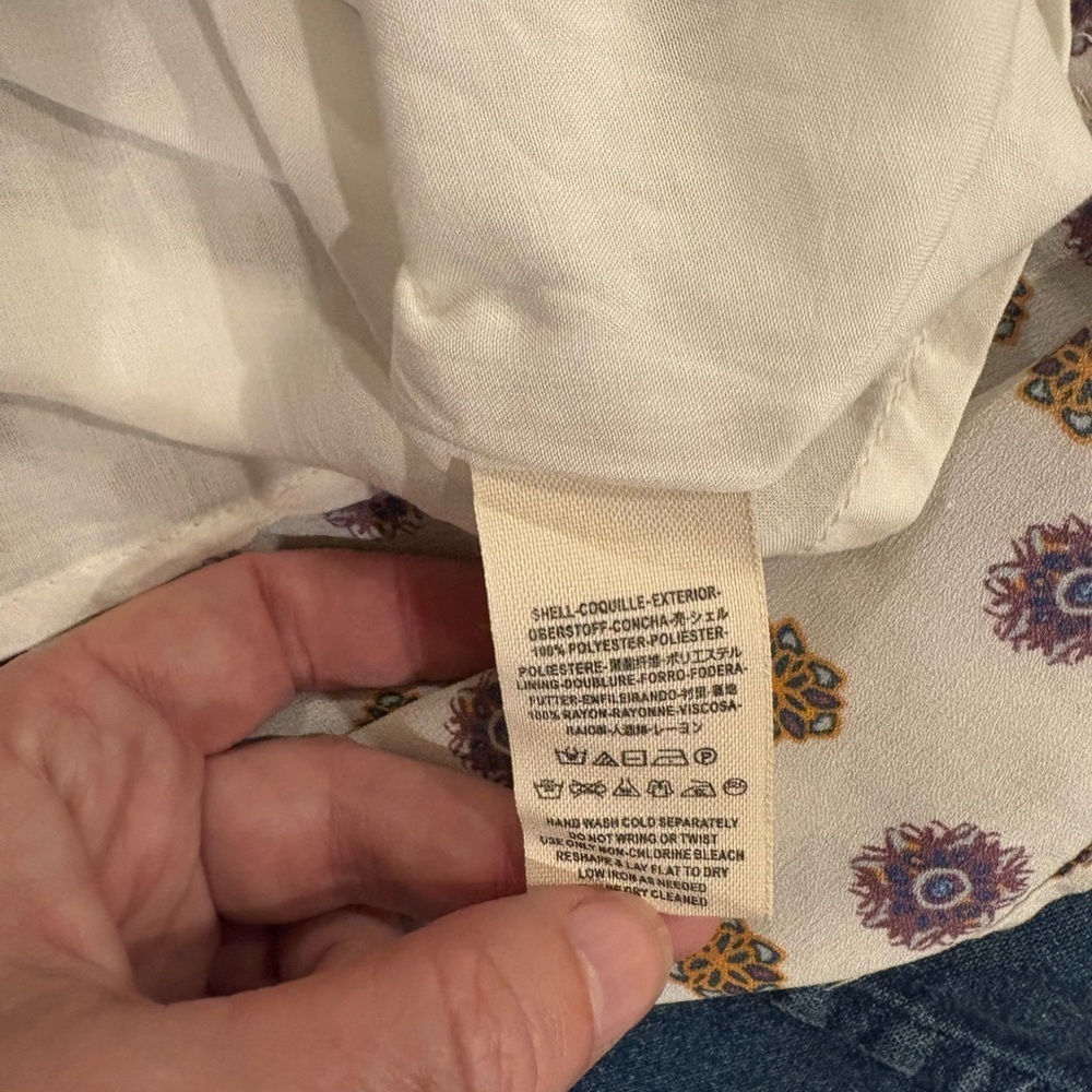 Free People Rain or shine mini boho dress cream blue sz XS - Picture 7 of 9